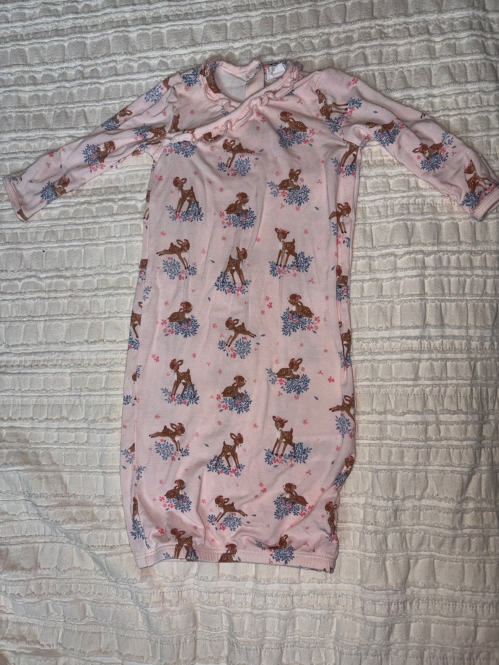 Angel Dear Bamboo Pink Baby Gown with Deer Print